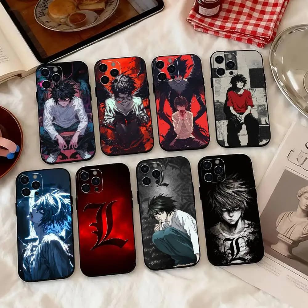 Death-h Note-e L Phone Case For iPhone 17,16,15,14,13,12,11 Plus,Pro Max,XS,Soft Silicone Black Cover
