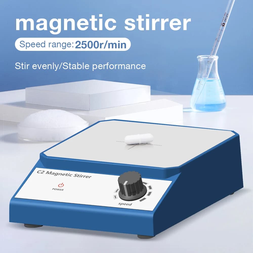 2025 2L Capacity Magnetic Stirrer With Stainless Steel Panel 500/min Magnetic Stirrer Magnetic Mixer with Stir Bar US/EU Plug