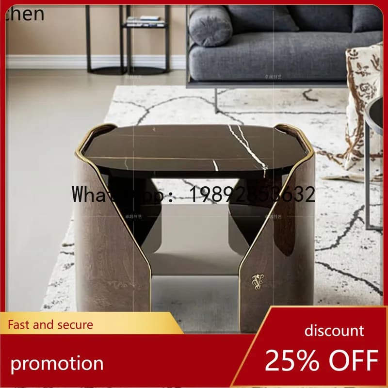 YFY Style Coffee Table High-End Marble Living Room Home Modern Creative Solid Wood Tea Table