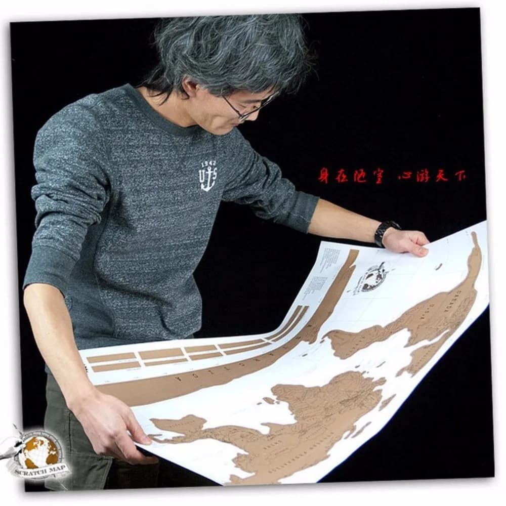 1ps Deluxe Edition Scratch MapSS'S With Scratch Off Layer Visual Travel JournalCartography For Educatioin Wall Sticker 88 x 52cm
