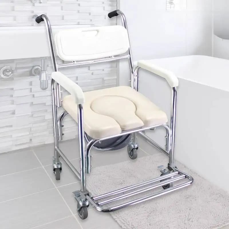 Modern Nordic Shower Stool Waterproof White Wheels Elderly Ergonomic Shower Chair Design Comfortable Sgabello Da Doccia Bathroom