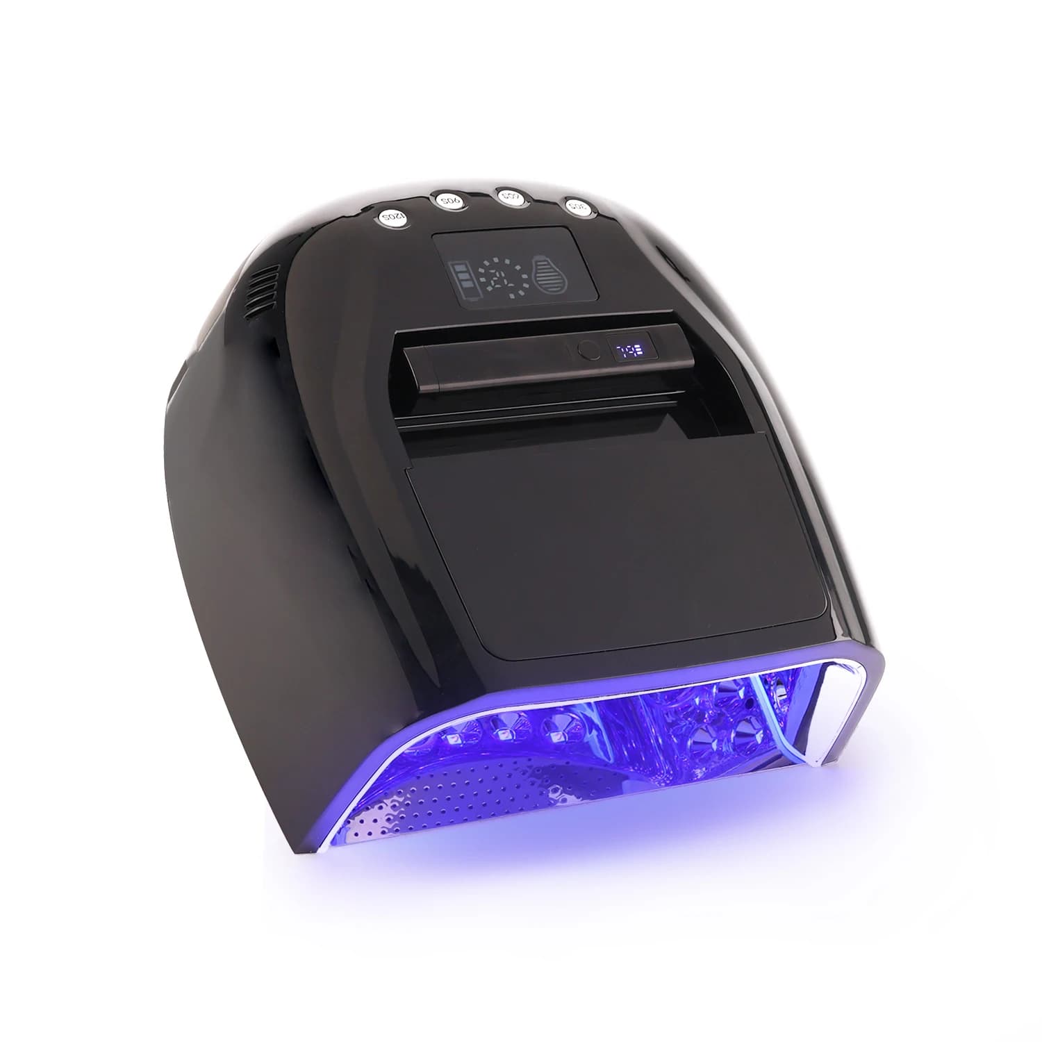 New Design Black Cordless UV LED Nail Lamp 128W Rechargeable Sample Gel Lamp
