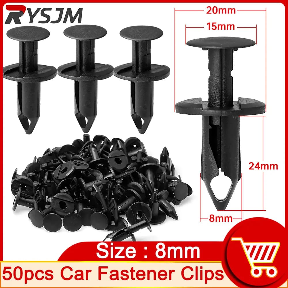 50PCS 8mm Black Rivet Fairing Body Trim Panel Fastener Screw Clips For Honda Motorcycle Accessories Parts Wholesale
