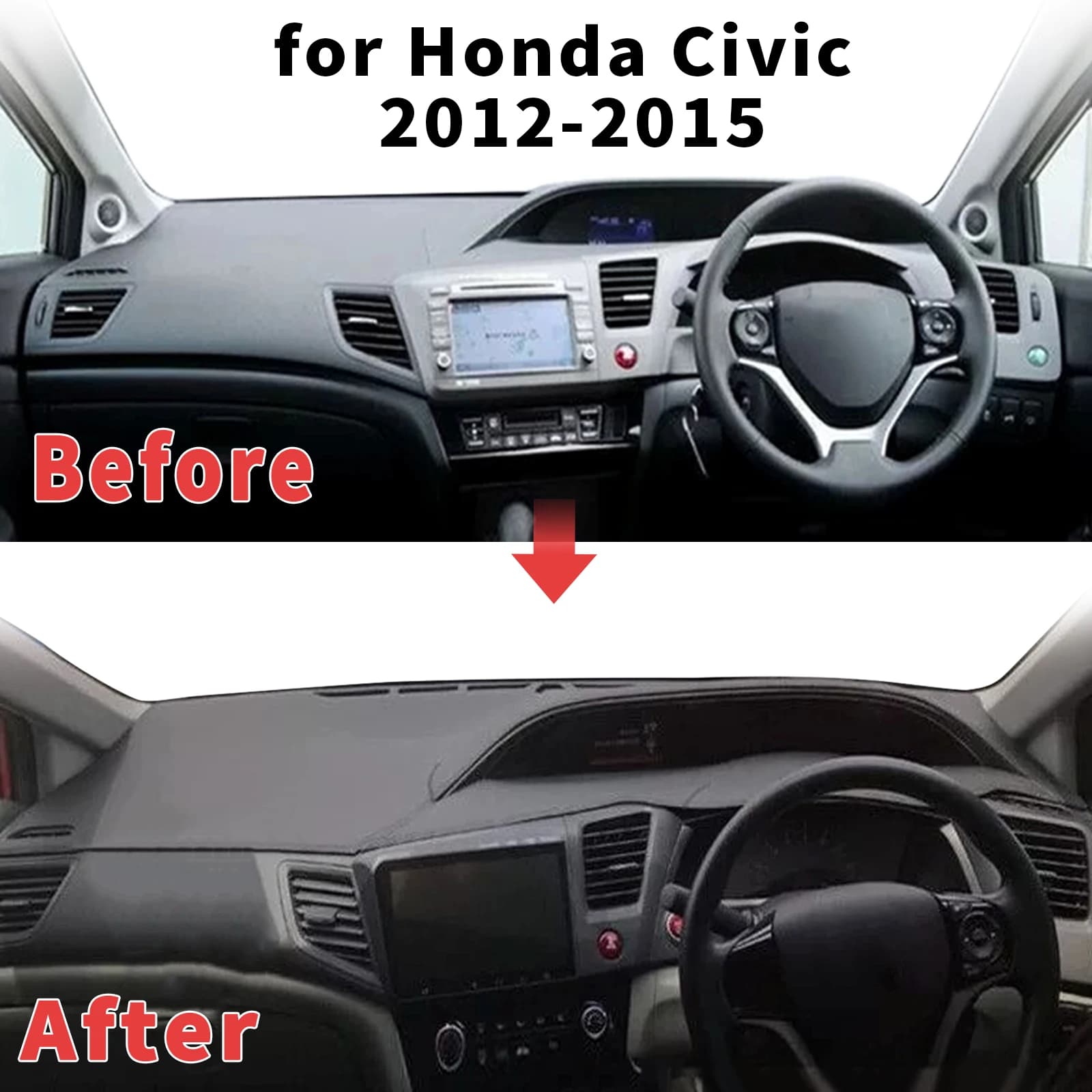 for Honda Civic 2015-2012 9th Dashboard Cover Sun Shade Protector Dashmat Anti-Glare UV Block Carpet Mat Automotive Dash Mat