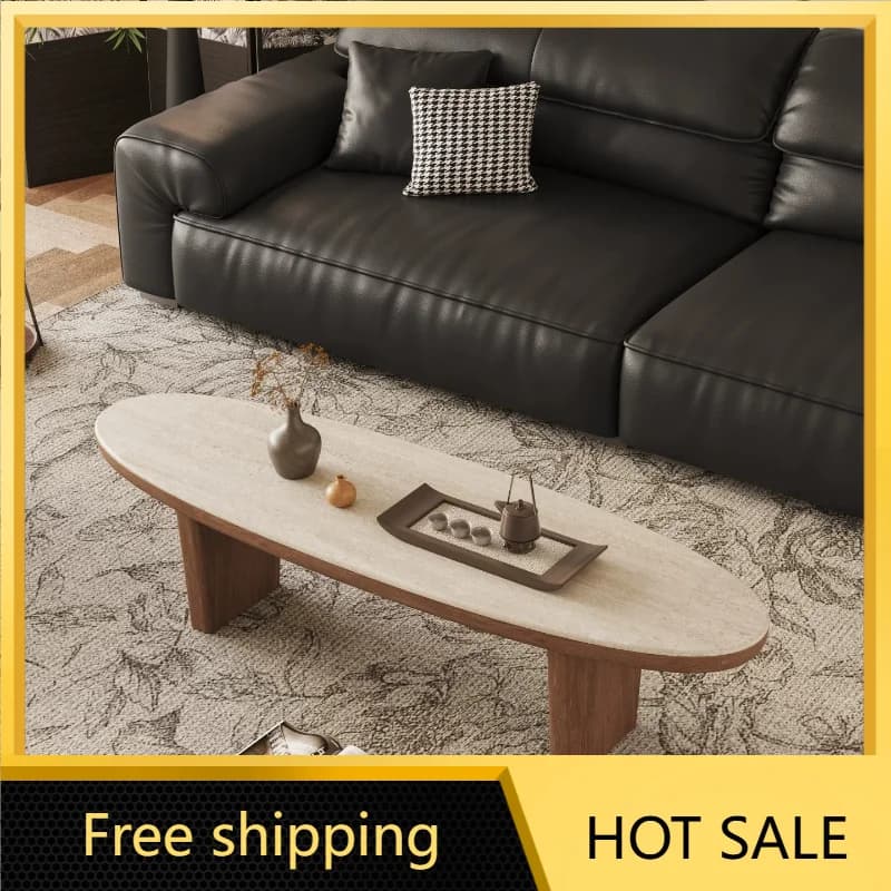 PG rock slab coffee table living room home light luxury high-end medieval sofa coffee table minimalist solid wood