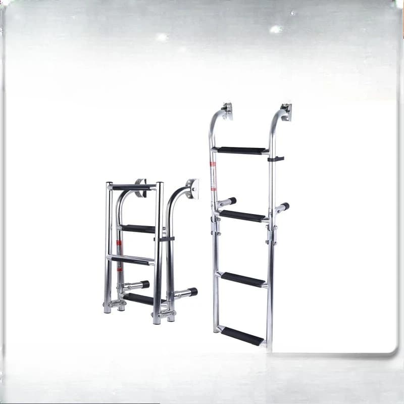 304 stainless steel speedboat yacht launching deck foldable telescopic ladder, ship boarding ladder step