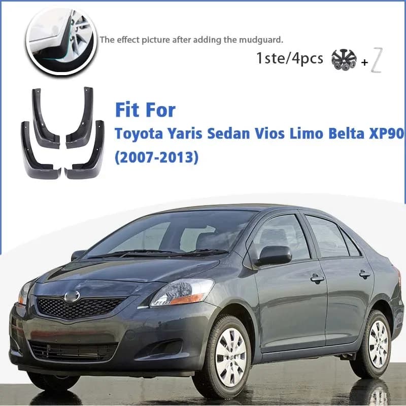 For Toyota Yaris Sedan Vios Limo Belta XP90 2007-2013 Mud Flap Guards Splash Mudguard Fender Mudflaps Car Accessories 4pcs