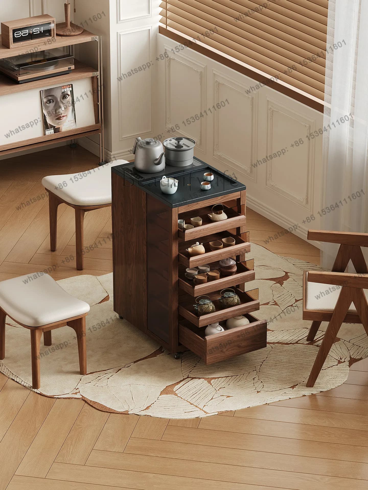 hot -mobile tea table tea cabinet living room home tea integrated balcony small