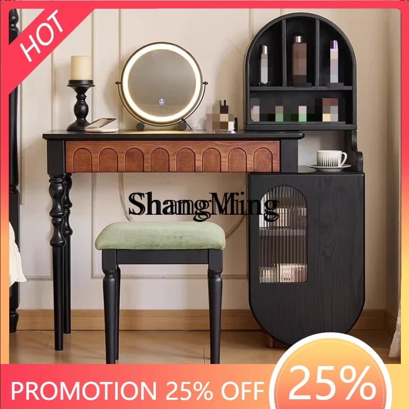 SM medieval dresser chest cabinet integrated bedroom retro bedside retractable makeup table