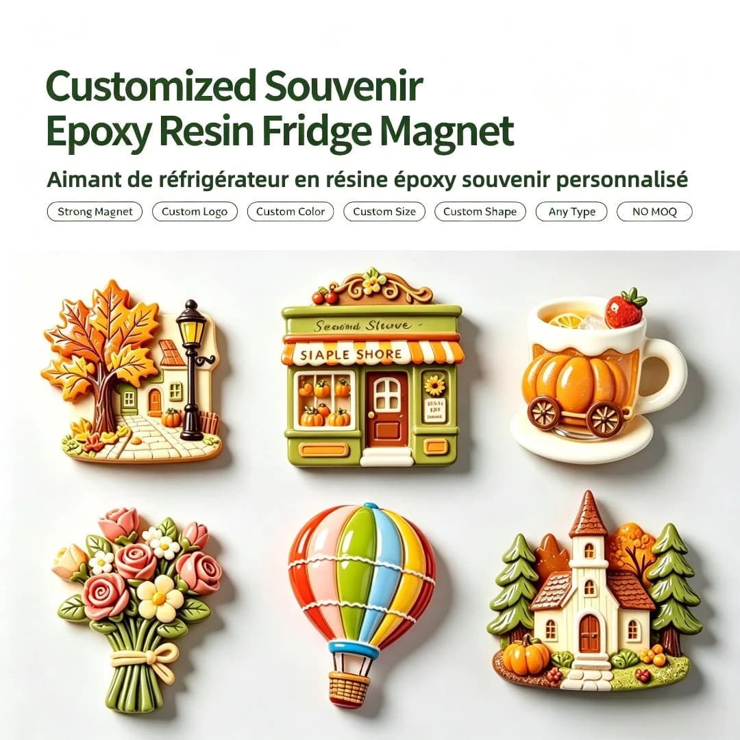 Customized Souvenir Epoxy Resin Fridge Magnet Creative 3D Magnetic Sticker Custom Logo Shape Epoxy Plastic Magnetic Refrigerator