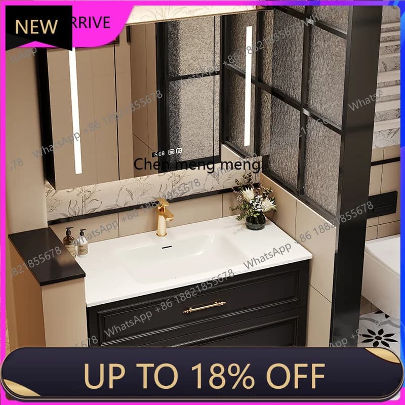 C88 French retro bathroom cabinet combination oak Corian integrated basin toilet washstand