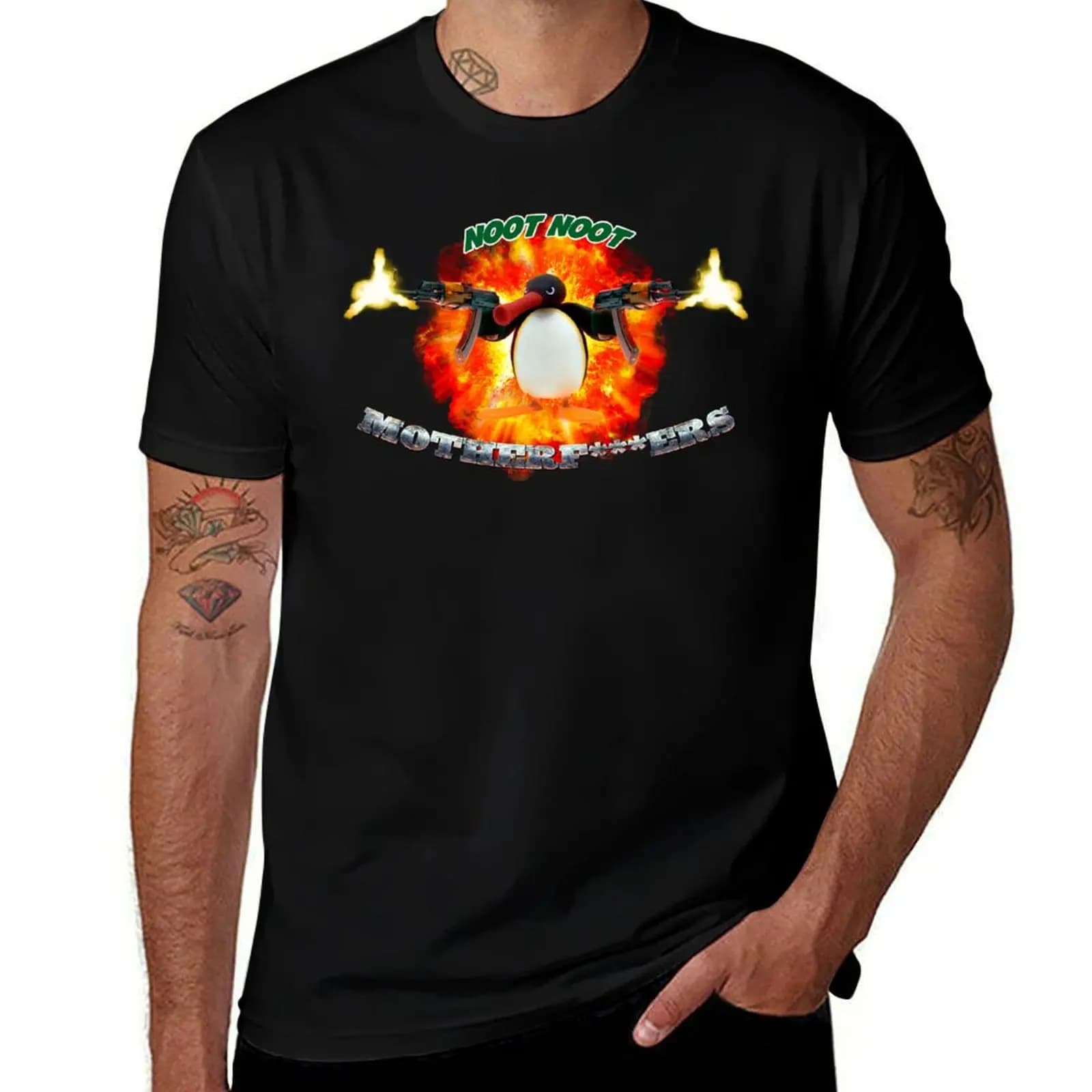 Noot noot motherf***ers - action hero meme T-Shirt anime blue archive luxury designer outfits for men