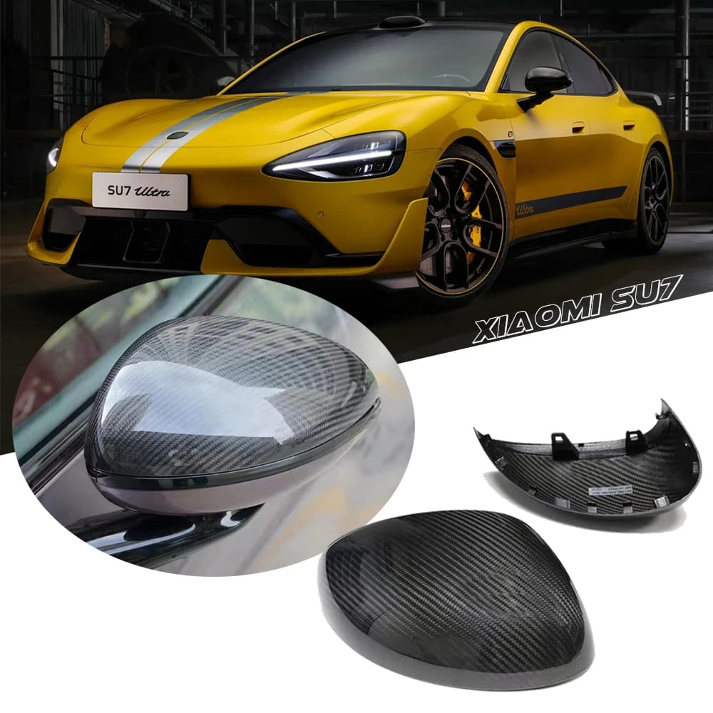 For Xiaomi SU7 dry carbon fiber modified car exterior reverse rearview mirror shell cover cap replacement style Paste style 2pcs
