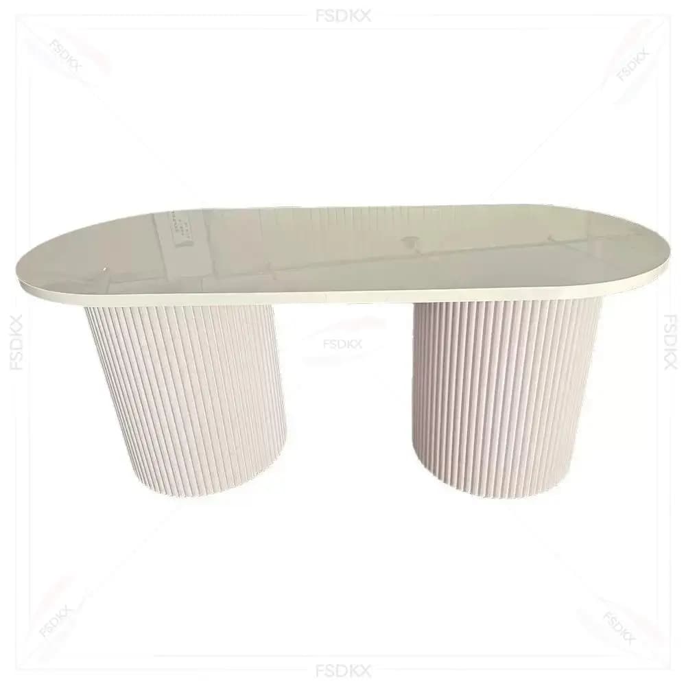 FSDKX Customizable White Modern PVC Acrylic Oval Dining Table for Wedding Party Home Decor