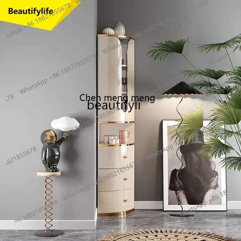 ss 8617 Light luxury  simple and modern paint for the corner cabinet in the living room, and multi-functional cabinet for storag
