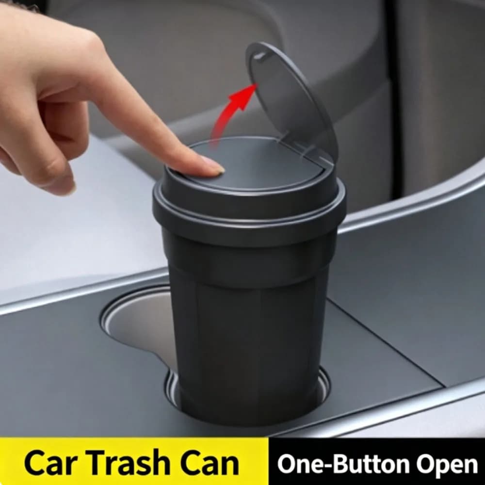 Car Trash  Mini Auto Garbage Bin For Cup Holder Creative Portable Storage Organizer For Car Interior Office Odor-Free With Lid