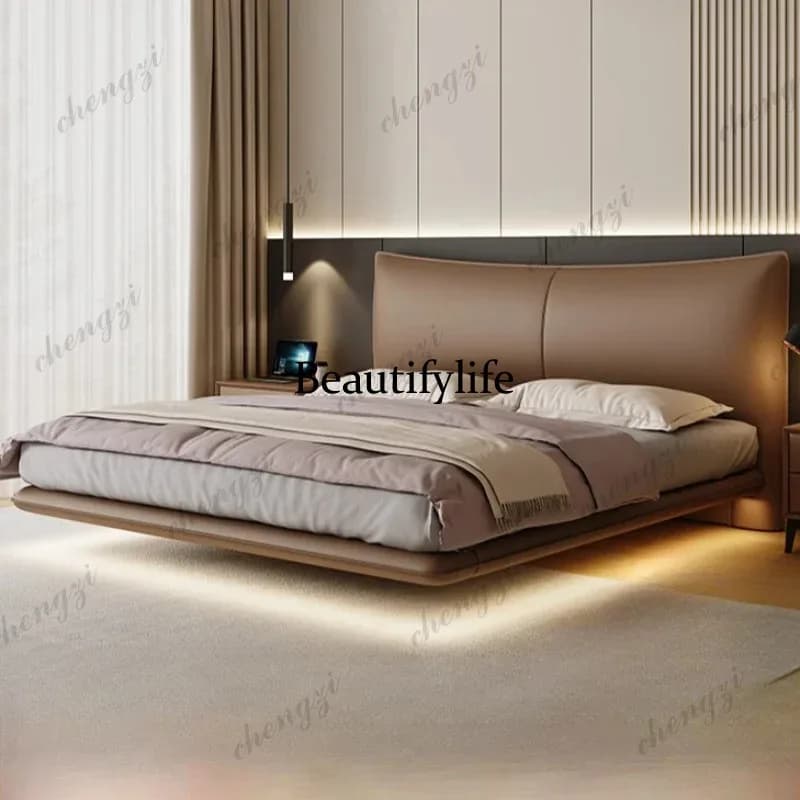 Modern Simple Double Bed Frame Tall Headboard Wood Nightstands Modern Full Bed Frame Queen Size Cama Moderno Lujo Furniture