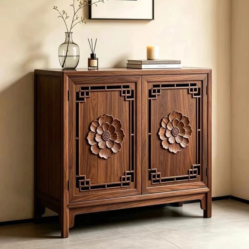 Modern Home Solid Wood Living Room Cabinet Storage Wooden Side Cabinet