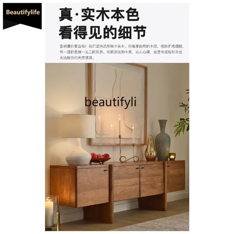 G55 Medieval TV cabinet Solid wood living room Household storage locker Decorative cabinet against the wall entrance