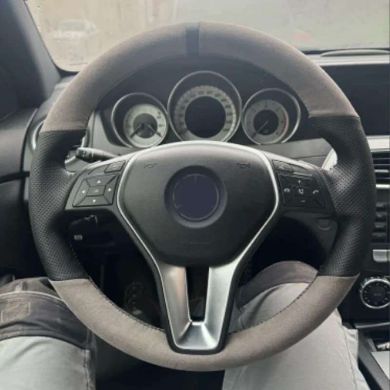 Customized Car Steering Wheel Cover Leather Braid For Mercedes Benz W176 W246 C-Class W204 C117 C218 X218 W212 C207 A207 X156