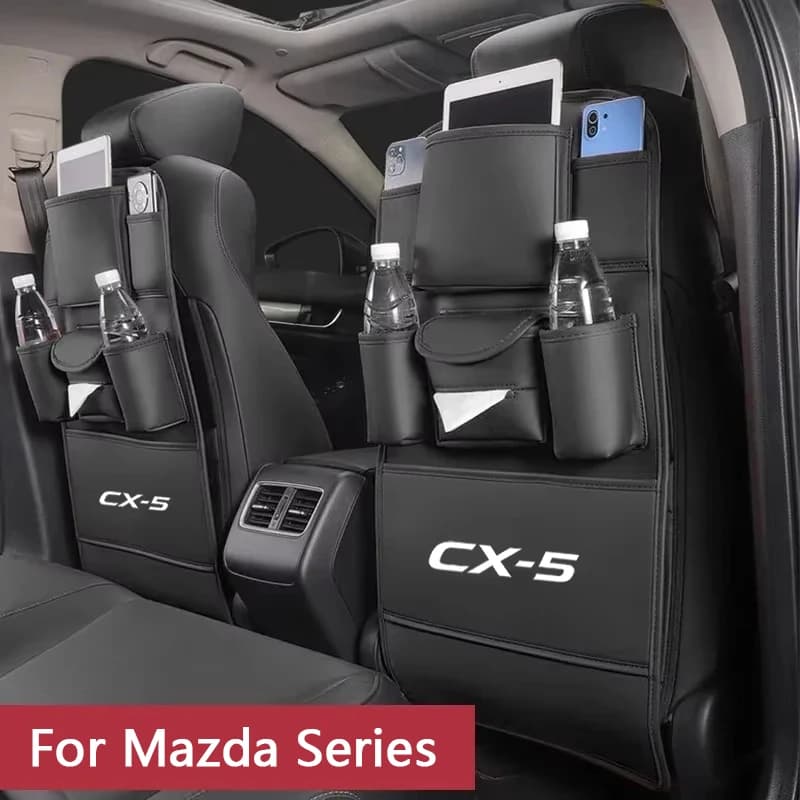 For Mazda CX-5 CX5 Car Seat Anti Kick Pad Leather Seat Back Organizer with Tissue Holder Anti Kick Pad Anti Scratch Protector