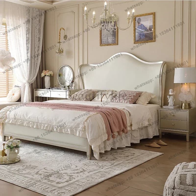 Princess European Massage Bed Castle Luxury Sleeping Bedroom Safe Simple Design Bed Double Queen