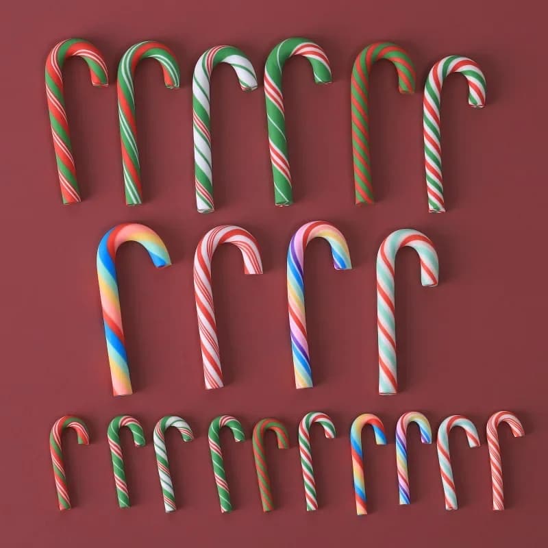 100pcs Cute Scheme Christmas Crutches Resin Cabochon DIY Accessories for Keychain Christmas Pendants Dollhouse Decor