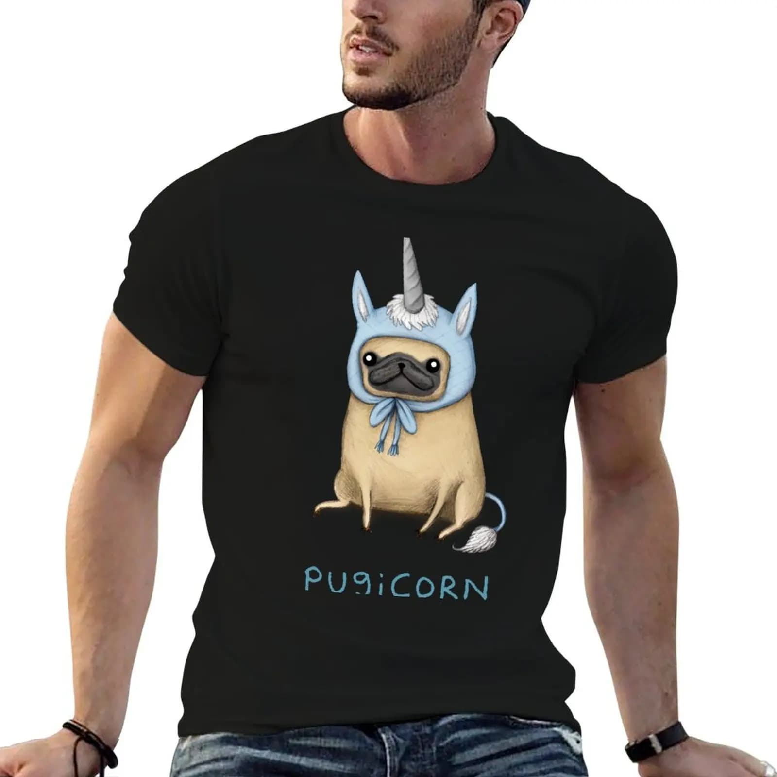 Pugicorn - Fawn T-Shirt anime graphic t shirts mens t shirts top quality
