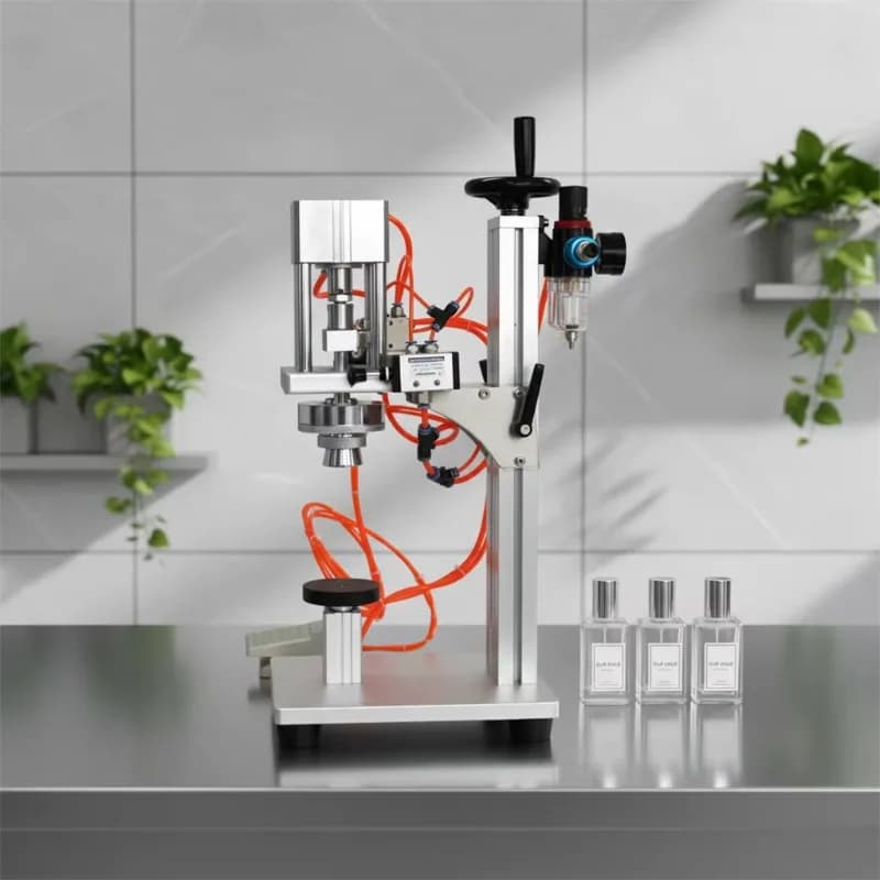 LY-08 Pneumatic Perfume Sealing Capping Machine Liquid Locking Crimping Optional Clamp Chuck Module 13 15 17 20 22mm Diameter