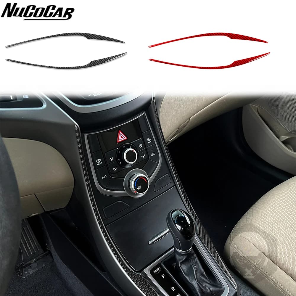 For Hyundai Elantra 2014-2016 Carbon Fiber Central Control Side Panel Trim strip Car Accessories Interior Decorative Stickers