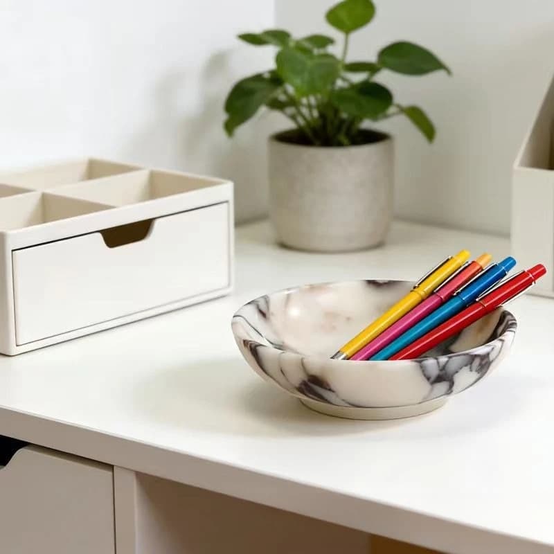 Light luxury marble pattern storage tray, entrance key jewelry tray, dresser decorative ornament