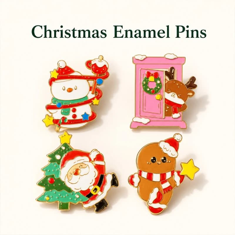 New Christmas Party Gift Brooch Cartoon Cute Snowman Deer Shape Metal Pin Badge DIY Clothing Bags Hat Scarf T-shirt Accessories