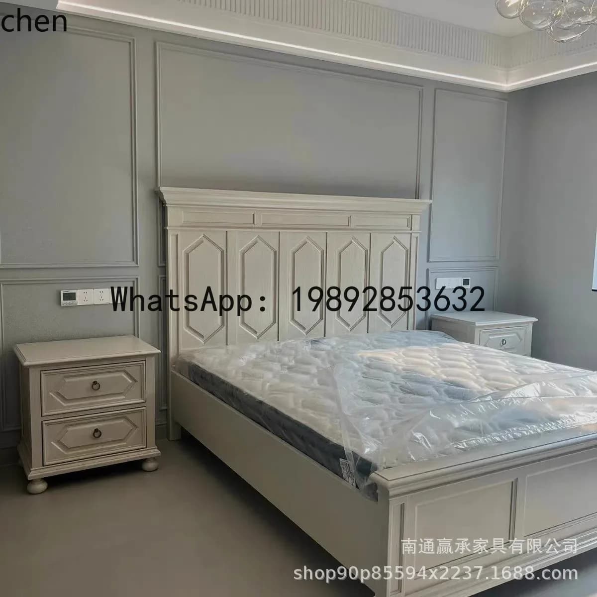 BF  Solid Wood Bed Double Bed North Master Bedroom Carved Bed