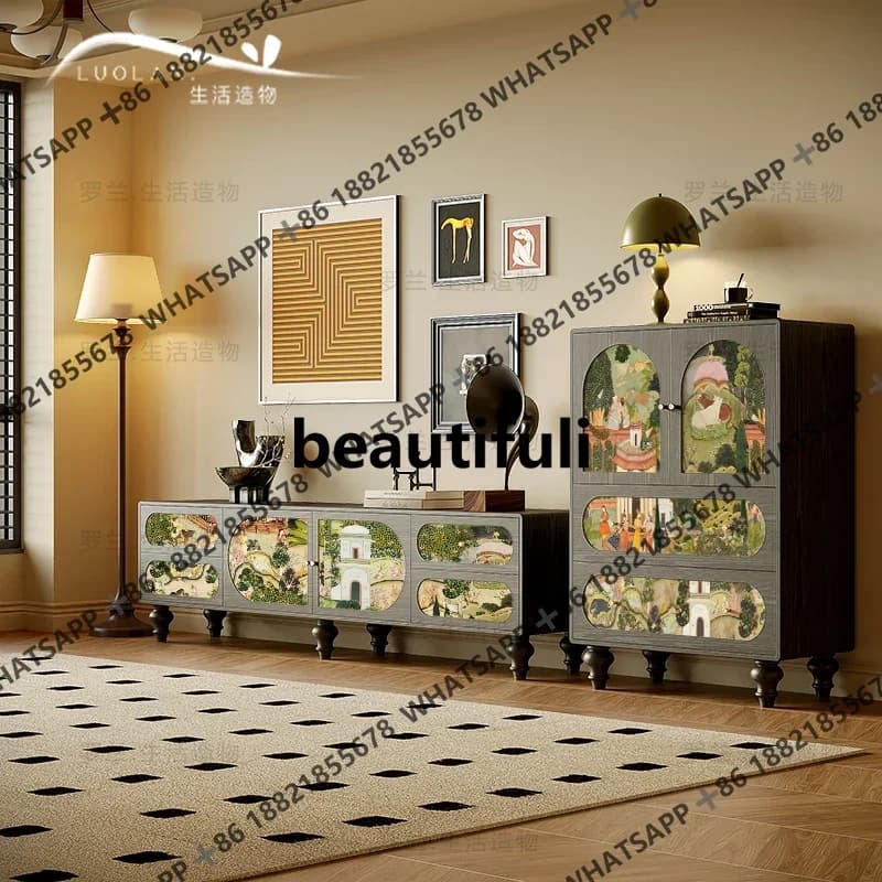Garden Solid Wood TV Cabinet Bedroom Storage Bedside Cabinet