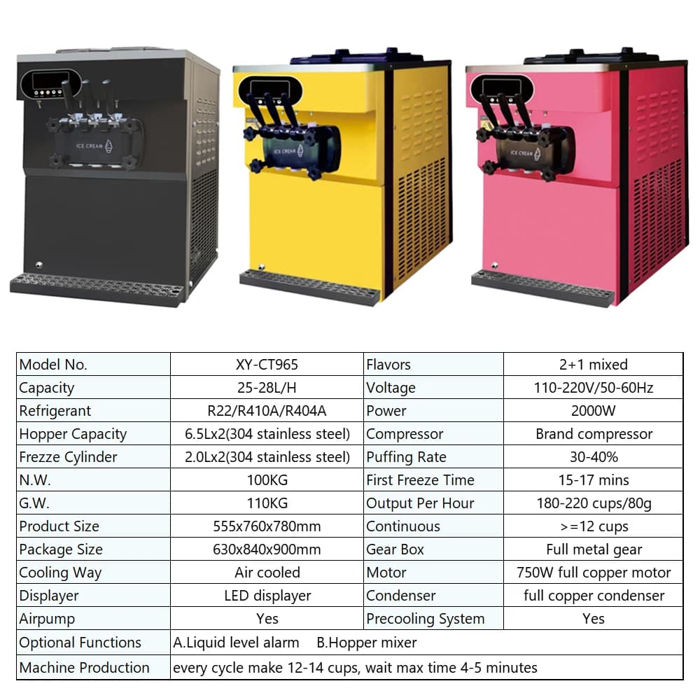 Ice Creme Machine 25-28L/H Automatic Commercial Soft Serve Icecream Maker Ice Cream Making Machine for Business Price