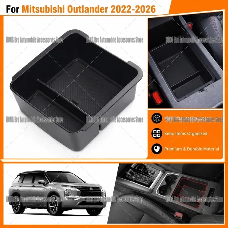For Mitsubishi Outlander 2022-2026 Armrest Storage Box Center Console Organizer Tray Car Interior Accessories Stowing Tidying