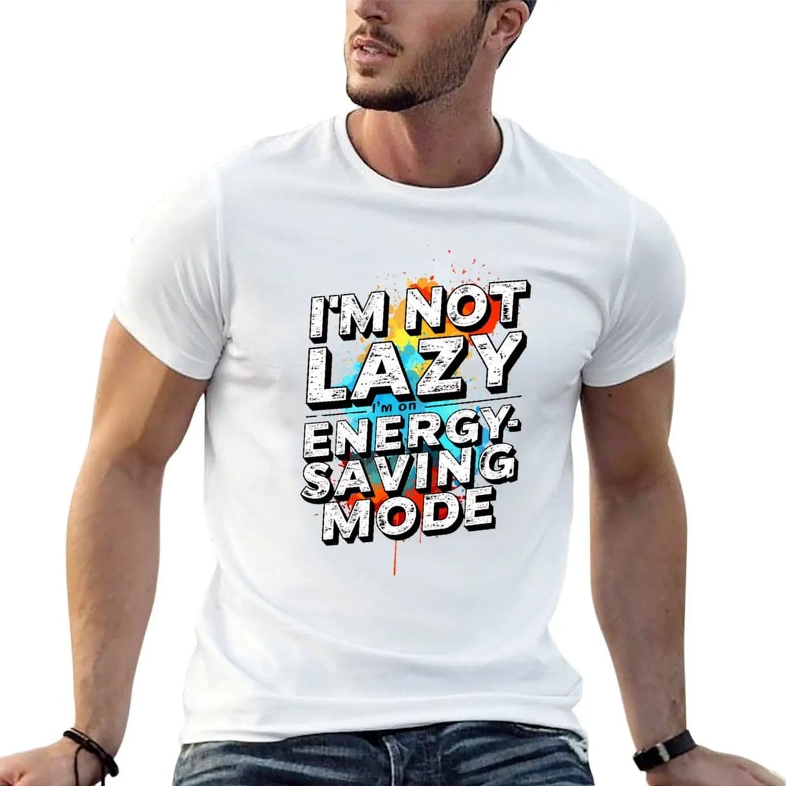 cute text I'm not lazy sloth funny T-Shirt anime stuff luxury t-shirt mens graphic t-shirts hip hop