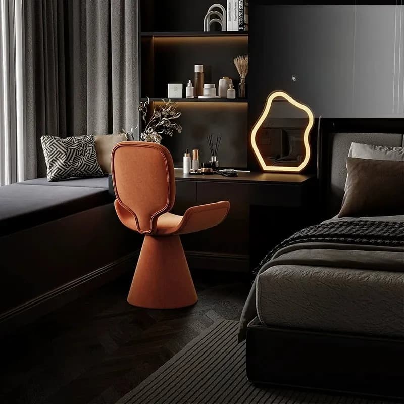 Orange Designer Makeup Vanity Chair Nordic Upgrade Cute Luxury Makeup Vanity Chair Black Narrow Silla Tocador Bedroom Furniture