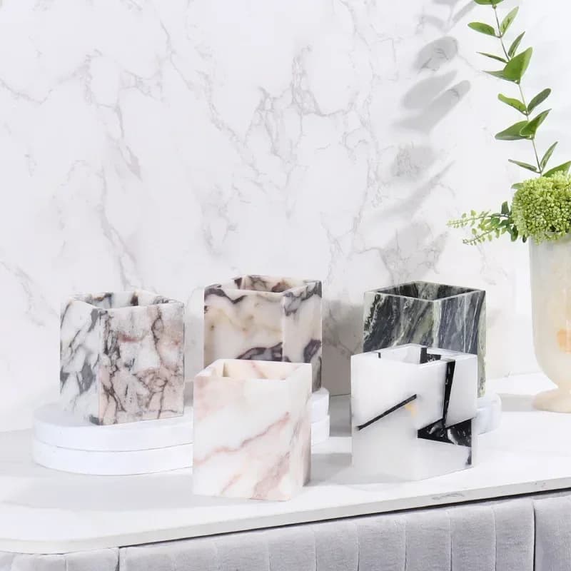 Natural Marble Stone Nordic Luxury INS Marble Aromatherapy Candle Cup Decoration Creative Home Room Decoration Candlestick