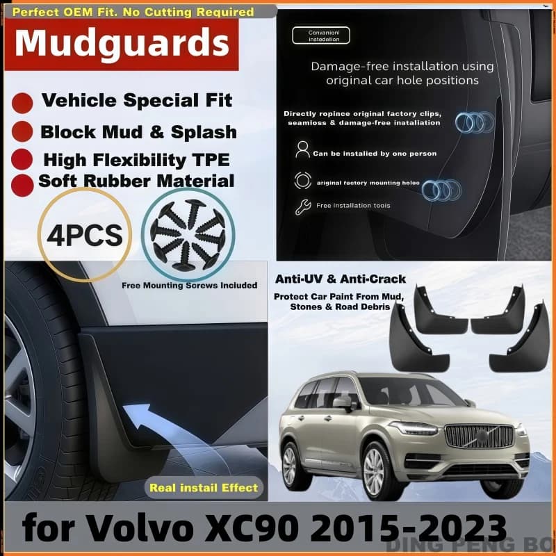 4pcs Mudguards for Volvo XC90 2015-2023 Fender Mud Flap Guard Splash Car Auto Styline Front Rear 2016 2017 2018 2019 2020 2021