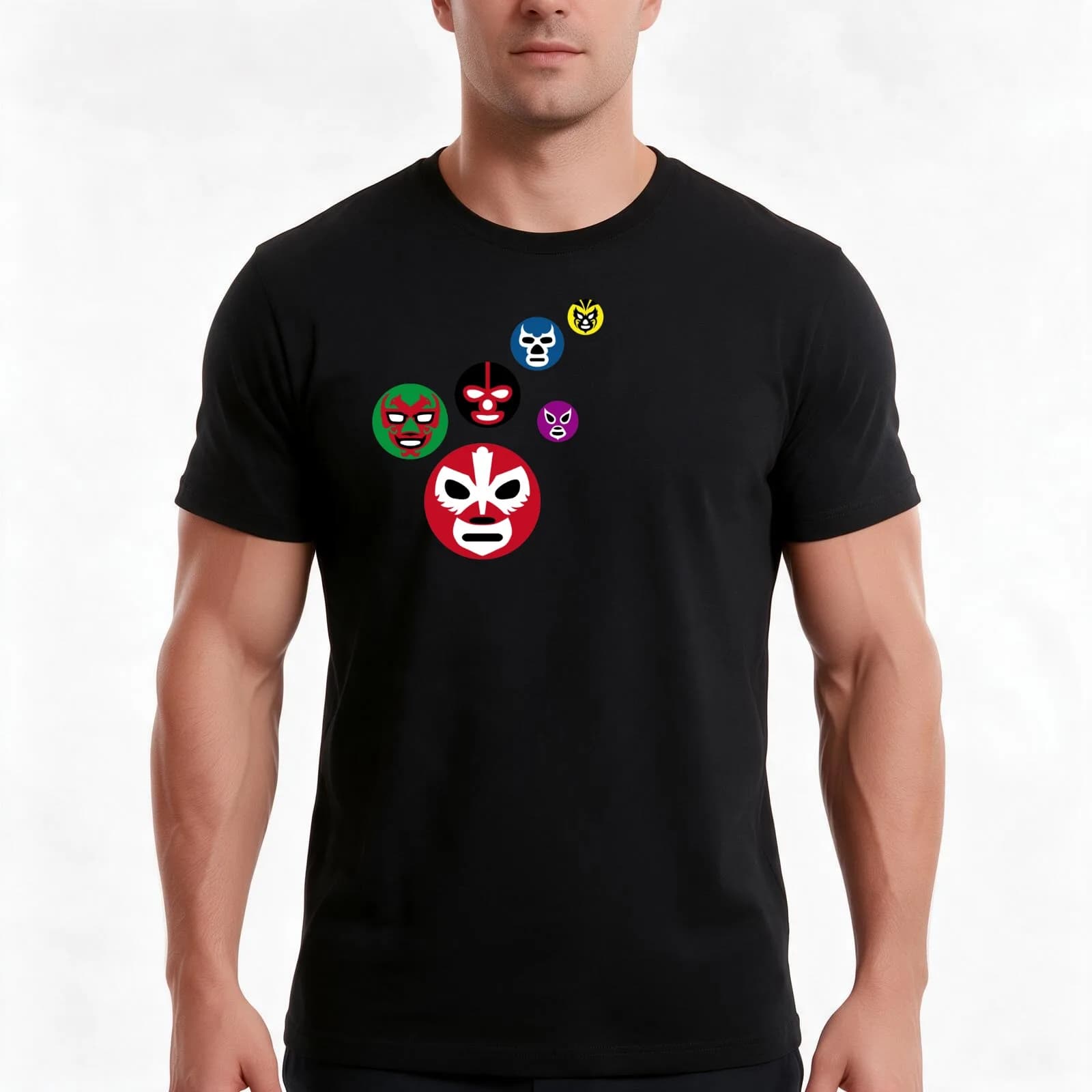 LUCHA58#15 T-Shirt, Summer Casual Cotton Tee, Oversized Streetwear Tops, Vintage Graphic Print, Loose Fit Short Sleeve