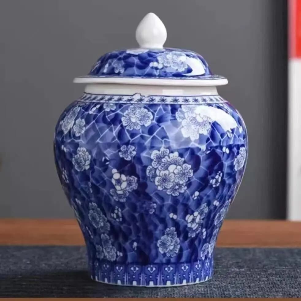 Chinese Blue and White Floral Porcelain Ceramic Vases, Tea Sugar Jar Cont...