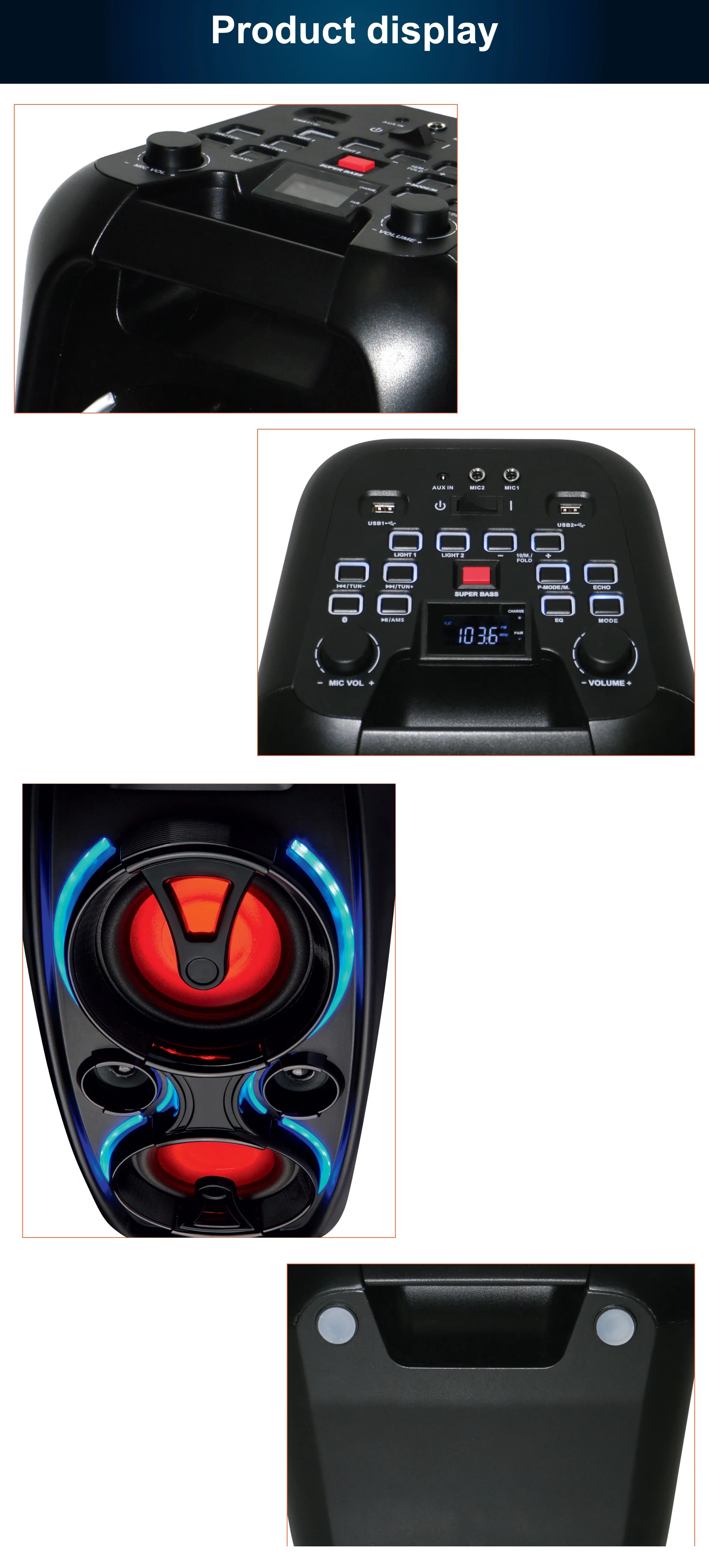 HiFI LED Light Led Light Karaoke Mic Bt Speakers Wireless Party Box 100 Party Speaker Bass Party Box Outdoor Wireless Speaker