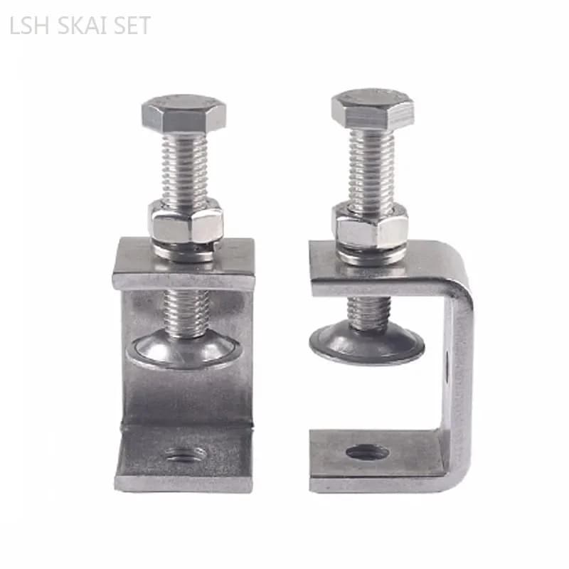 304 stainless steel clip Adjustable C-clamp Square steel pipe clamp hexagonal bolt Hardware tool fasteners Desk Fixed Holder