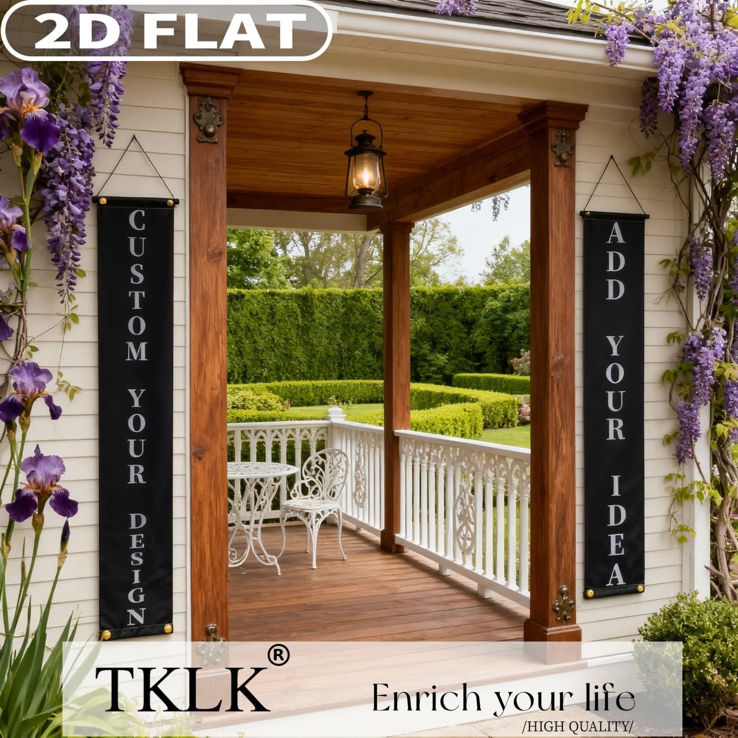 Personalized Porch Banner - Custom Text/Photo Decor, Elegant Hanging Banner with Top Pole Hole - Durable Polyester Front Porch