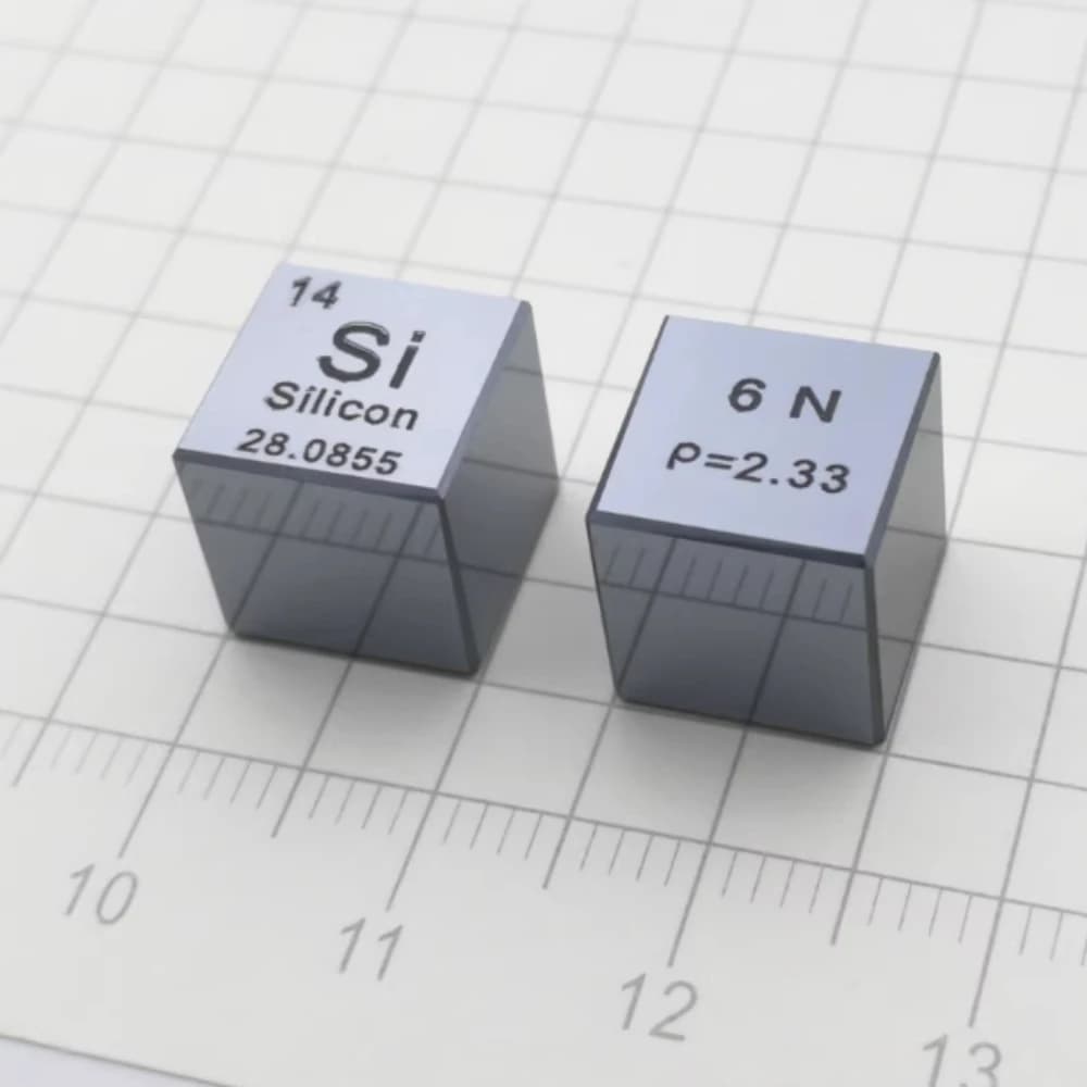 10MM Mirror Silicon Cube Ornament Crystal Periodic Table Display Collectible Chemistry Research Teaching Miniature Model Gift