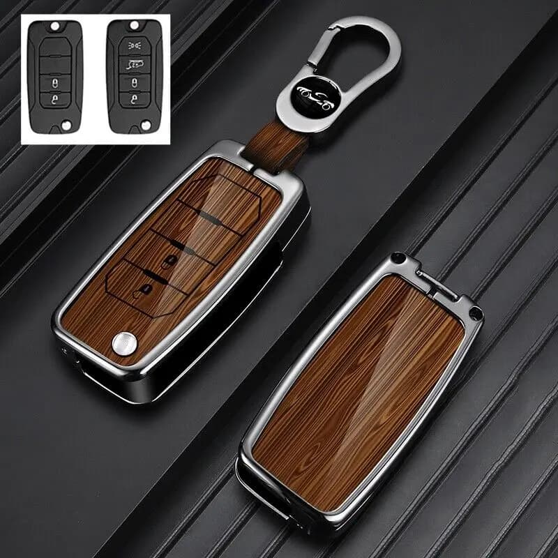 Zinc Alloy Leather Remote Key Fob Case Cover For 2/4 BUTTONS Jeep Renegade 2015 -2018 Key Shell Keychain