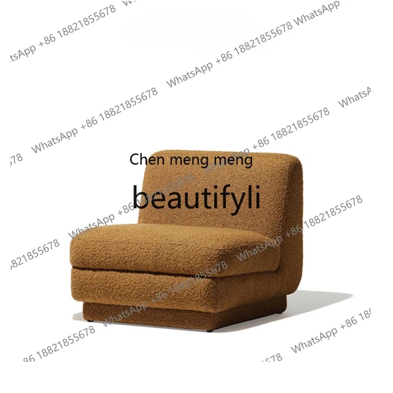 Bedroom furniture simple light luxury single sofa chair/retro brown fabric armless leisure chair  R