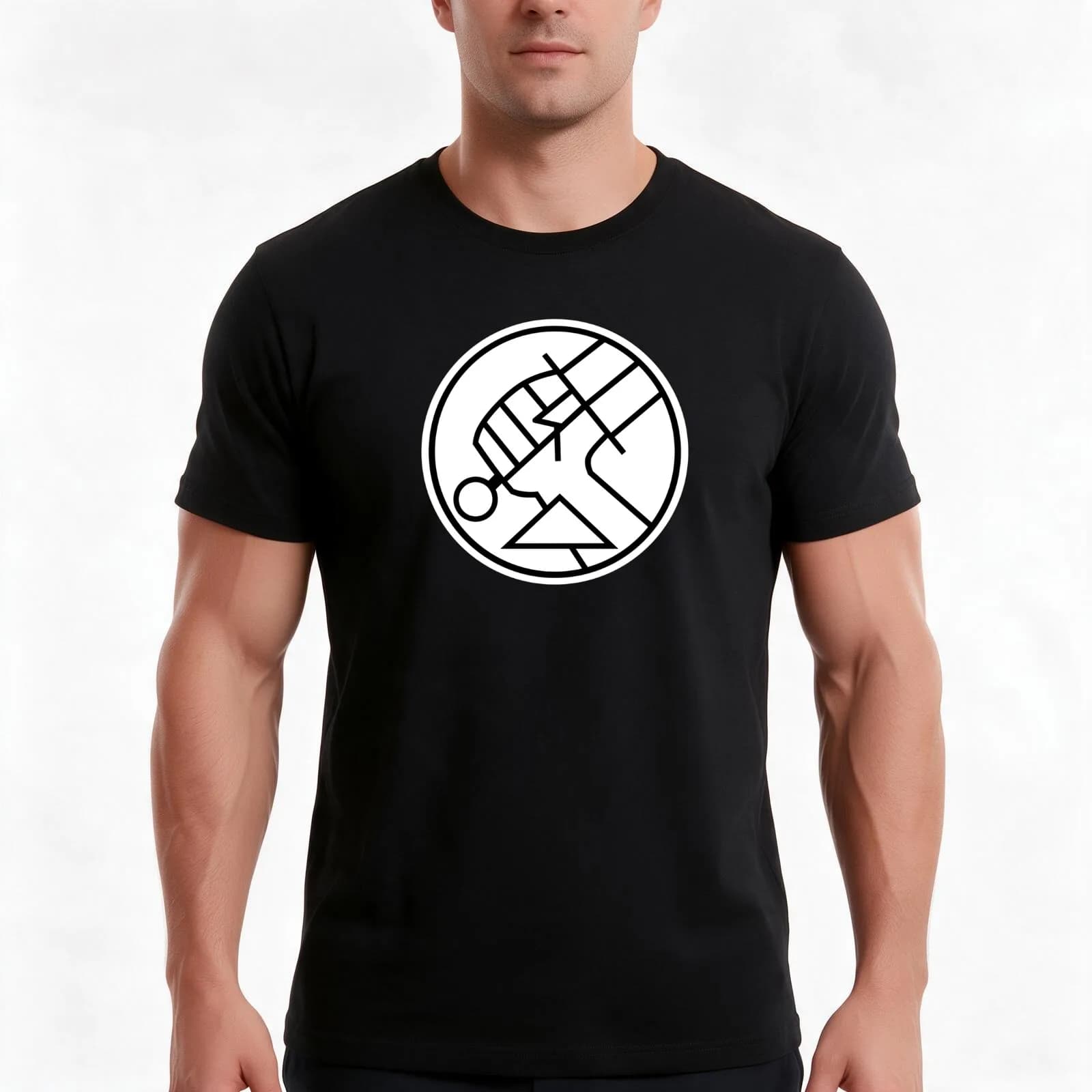 hellboy bprd T-Shirt, Summer Casual Cotton Tee, Oversized Streetwear Tops, Vintage Graphic Print, Loose Fit Short Sleeve