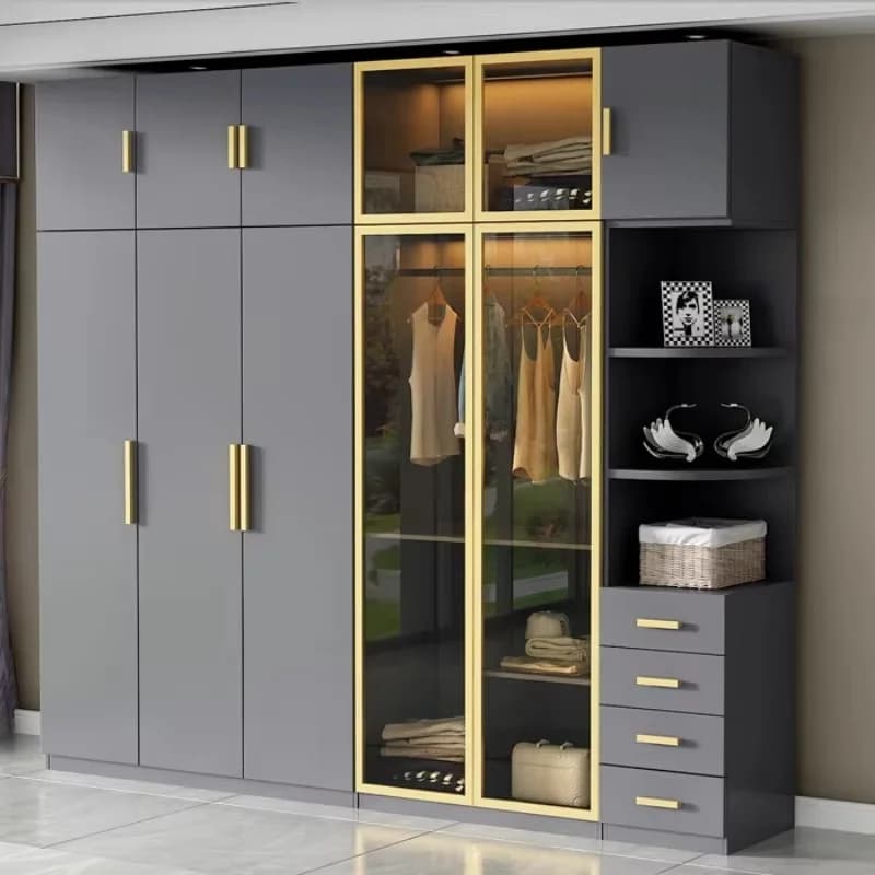 Bedroom Cloakroom Closet Modern Minimalist Luxury Glass Door Storage Wardrobe Clothes Cupboard Armario De Ropa Furniture Home
